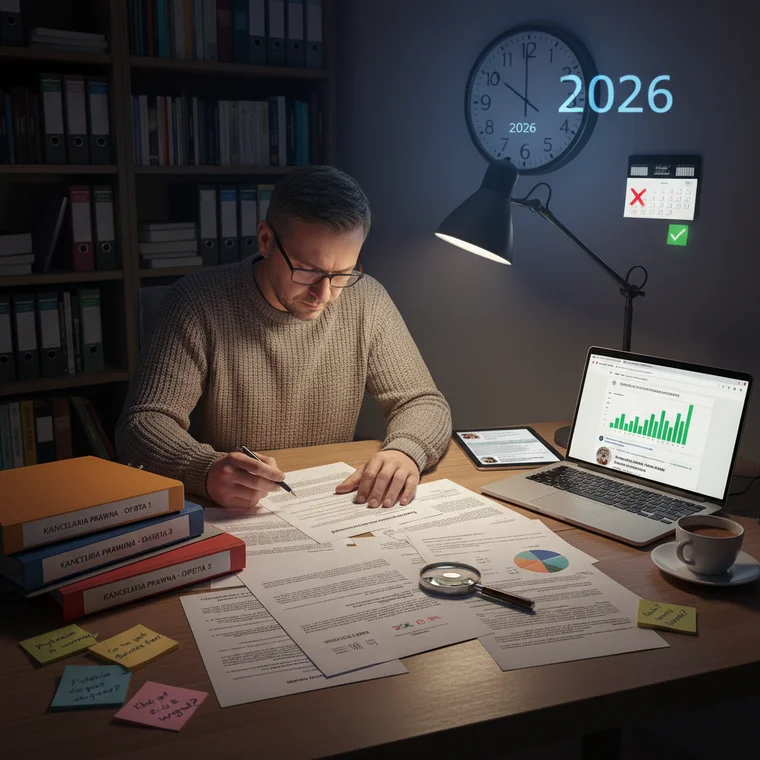 Spotkanie Frankowicza z prawnikiem, omawianie umowy kredytu frankowego i warunków success fee przed 2026 rokiem