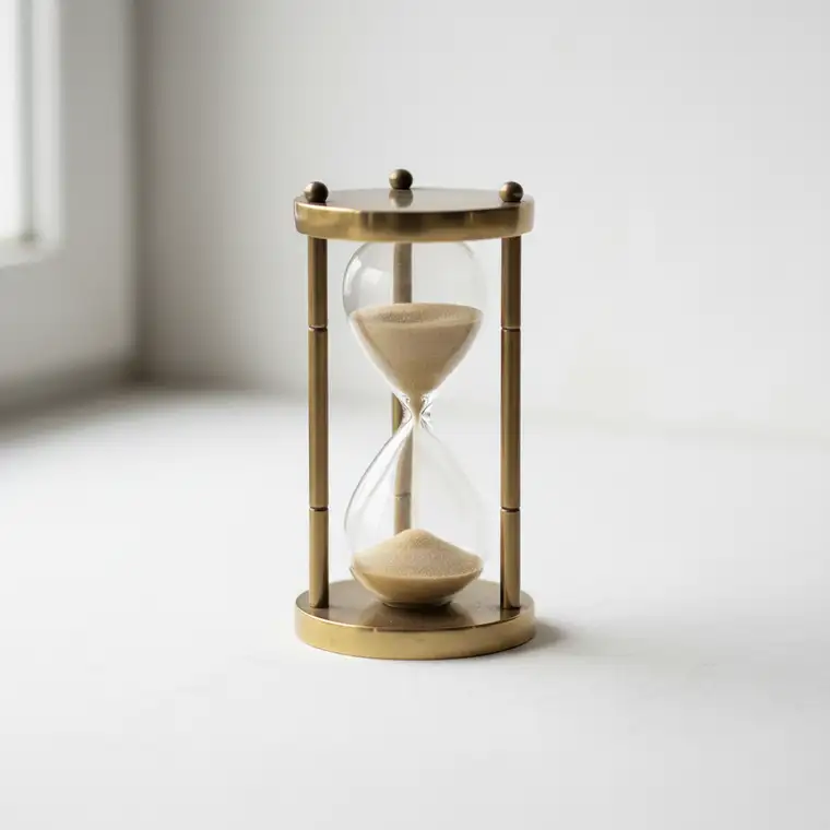 Osoba sprawdzająca w dokumentach i na laptopie, czy dług z chwilówki online z lat 2016–2020 uległ przedawnieniu, na tle symbolicznych kalendarzy i zegara