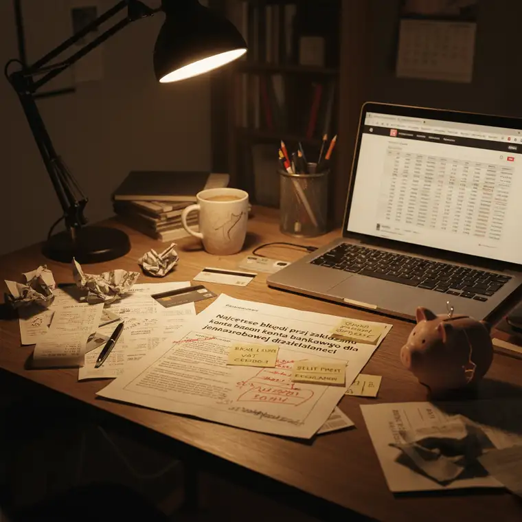 Przedsiębiorca analizuje wpływy i wydatki na oddzielnych kontach prywatnym i firmowym, aby uporządkować finanse jednoosobowej działalności i uniknąć błędów podatkowych