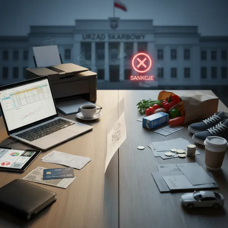 Księgowa analizuje wydatki JDG, sprawdzając, czy prywatne zakupy z konta firmowego nie zostały błędnie rozliczone w kosztach firmy