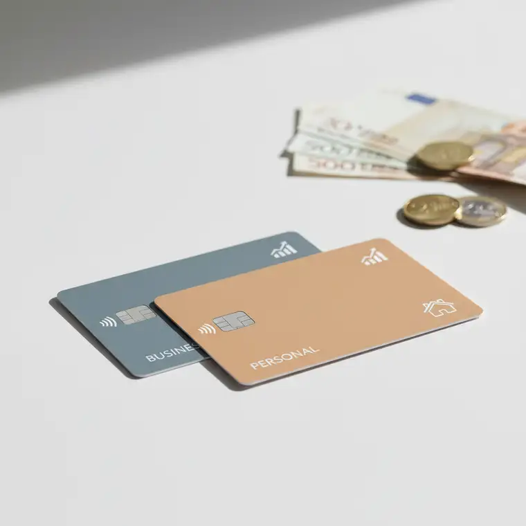 Przedsiębiorca sprawdza wyciągi bankowe na laptopie, analizując kiedy warto rozdzielić konto prywatne i firmowe przy dochodach poniżej 8 tys. netto, aby uporządkować finanse firmy